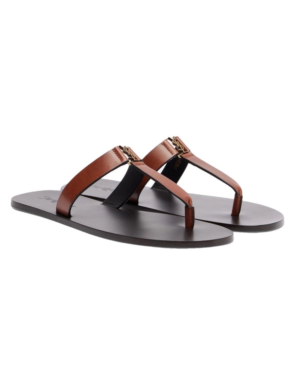 SAINT LAURENT Babylone YSL logo leather thong sandals